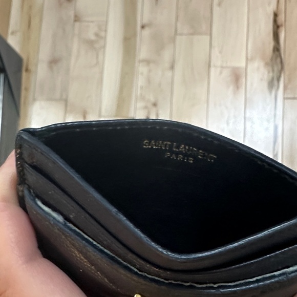 Saint Laurent Black Leather Card Holder with Gold Logo - Picture 4 of 5